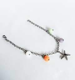 Pulseira em aço com miçangas estrela do mar - comprar online