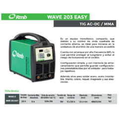 Soldadora Tig Acdc Rmb Wave 203 Easy en internet