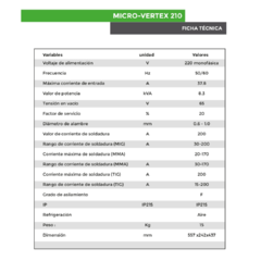 Soldadora Mig Tig Sinergica Rmb Micro Vertex 210 - comprar online