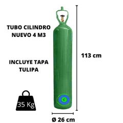 Tubo Cilindro 4 M3 c/tulipa de hierro incluída - Oeste Gases