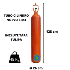 Tubo Cilindro 6 M3 c/tulipa de hierro incluída - Oeste Gases