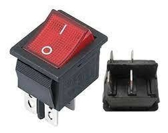 0320177 INTERRUPTOR DE 1 PASO TECLA RECTANGULAR ROJO 12V 2.17*2.85 CM 4 TERMINALES ON/OFF COLOR ROJO PARA MOTO