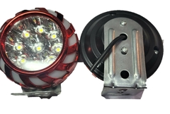 0839463 FARO DE LED PARA MOTOCICLETA, 9 LED, RGB + FIJO + ESTROBO, CARCAZA ROJO - Autopartes electricas RAGA