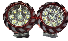 0839463 FARO DE LED PARA MOTOCICLETA, 9 LED, RGB + FIJO + ESTROBO, CARCAZA ROJO