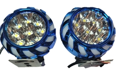 0839464 FARO DE LED PARA MOTOCICLETA, 9 LED, RGB + FIJO + ESTROBO, CARCAZA AZUL