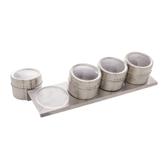 Conjunto 4 Porta Temperos Aço Inox 80ml