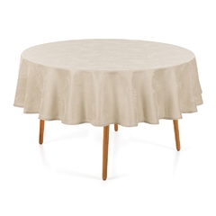 Toalha de mesa Redonda Karsten 4 lugares Jacquard Ramália Bege