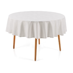 Toalha de mesa Redonda Karsten 4 lugares Jacquard Ramália Branca