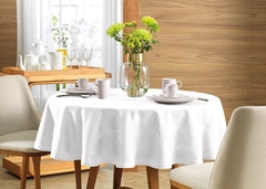 Toalha de mesa Redonda Karsten 4 lugares Jacquard Ramália Branca - comprar online