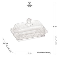 Manteigueira de Cristal Daisy 18cm x 11cm x 10cm - Wolff - loja online