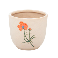 Cachepot de Cerâmica Flor Laranja Trento 12cm x 12cm x 10,5cm - Wolff