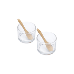 Cj 2 Potes de Vidro C/ Colher Bambu - comprar online