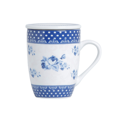 Caneca de Porcelana Azul e Branca Com Filtro e Tampa 340ml - comprar online