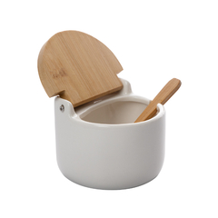 Saleiro de Mesa Porcelana com Tampa e Colher de Bambu - comprar online