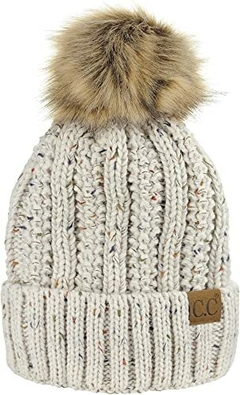 Gorro de Punto Trenzado Grueso, Forro Polar y Pompón - comprar en línea