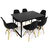 Mesa Retangular Preta MDF e Metalon 120x80cm + 6 Cadeiras Eames