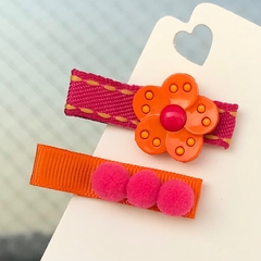 Kit Hairclips - Flor Laranja