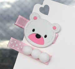 Kit Hairclips - Urso Branco