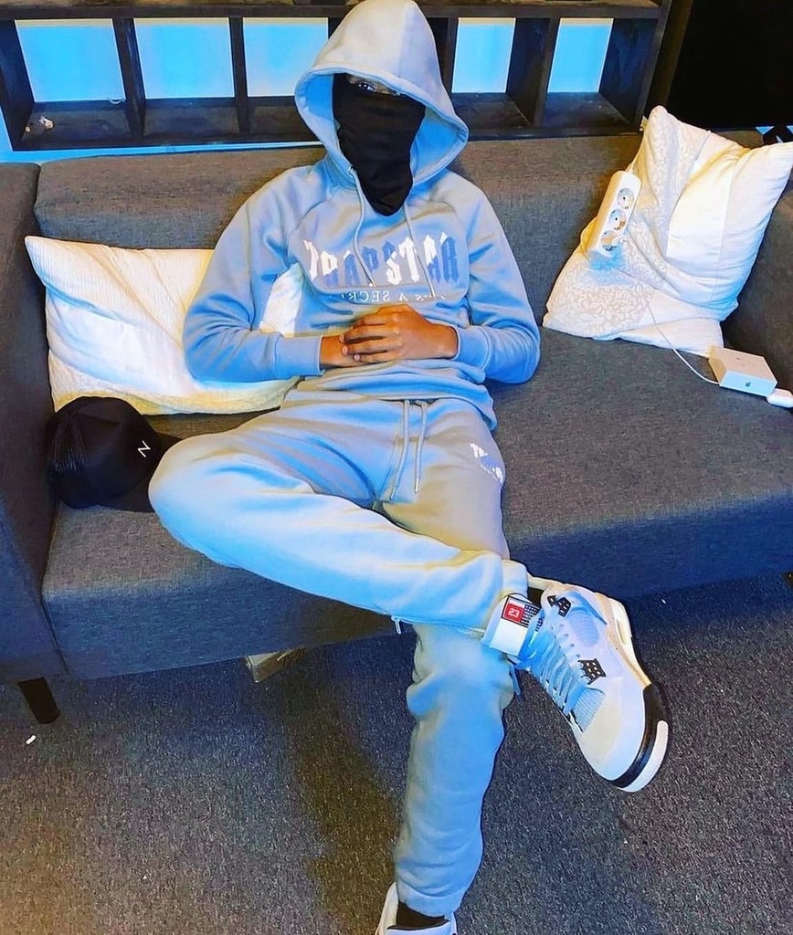 TRAPSTAR CHENILLE DECODED HOODED TRACKSUIT CITADEL/WHITE