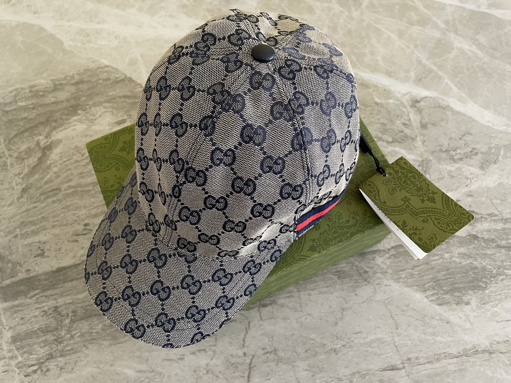 Original GG canvas baseball hat with Web in beige and blue