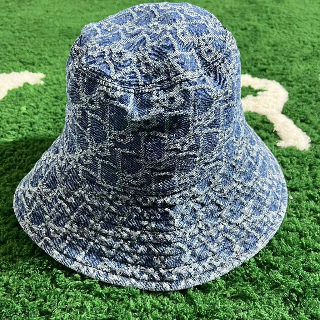 Etro Denim Jacquard Bucket Hat in Navy Blue, Size Small