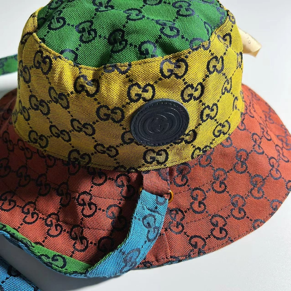 GUCCI Leather-trimmed cotton-blend canvas-jacquard bucket hat