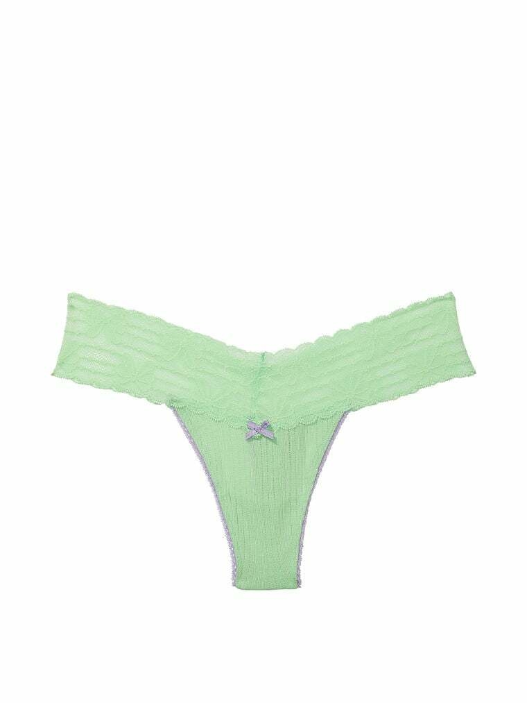 VICTORIA´S SECRET Lace Waist Cotton Pointelle Thong Panty/ 26615946