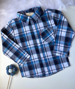 Camisa manga longa xadrez azul