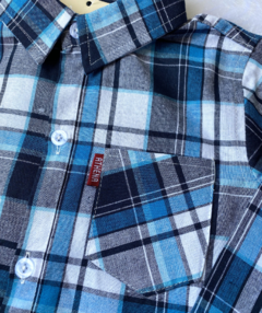 Camisa manga longa xadrez azul - comprar online