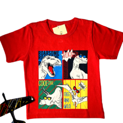 Camiseta manga curta estampada dinossauros