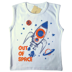 Camiseta regata branca Space algodão