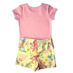 CJ Blusa manga curta lilás e shorts amarelo The Ocean - Sid Bee