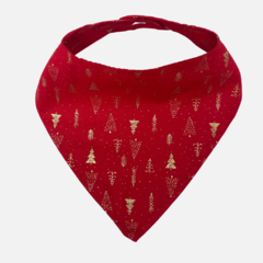 Babador bandana estampa Natal - vermelho arvore