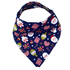 Babador bandana estampa Natal - azul Noel