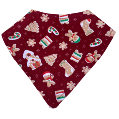 Babador bandana estampa Natal - vermelho biscoitos - comprar online