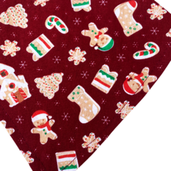 Babador bandana estampa Natal - vermelho biscoitos na internet