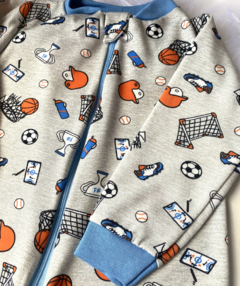 Pijama longo macacão cinza Esporte flanelado com zíper - comprar online