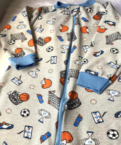 Pijama longo macacão cinza Esporte flanelado com zíper na internet