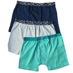 Cueca boxer kit com 3 peças cores diversas