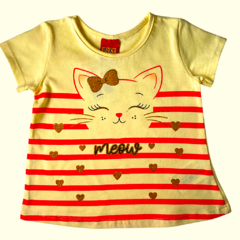 Blusa Gatinha Meow amarela gliter Kyly