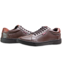 Tênis Masculino Casual Despojado em Couro Confortável B02 Café - JH SHOES