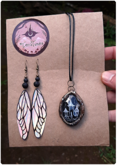 Magic Kit 22 | 1 charm + fairy wings earrings with volcanic stones - TerraTundra - Artes Mágicas