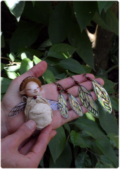 KIT 01 Mushroom Baby Fairy Art Doll + 2 pairs of Fairy Wings Earrings on internet