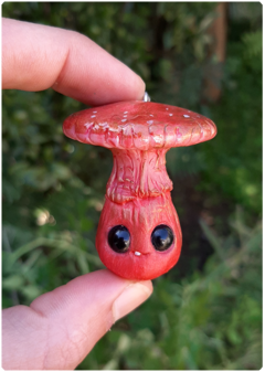 Mushroom Being Amulet 16 - Red | Magical Creature Pendant