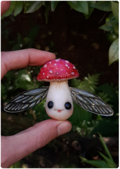 Mushroom Being Amulet 17 - Winged Amanita | Magical Creature Pendant