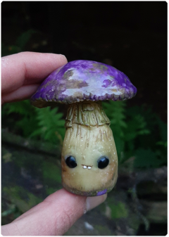 Collectible Miniature: Mushroom Being 13 - GreenPurple | Fungus Art Doll