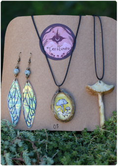 amulet kit mushroom fantasy earring fairy magic nature terratundra art gustavo floering