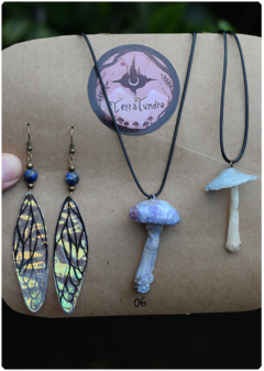 amulet kit mushroom fantasy earring fairy magic lapis lazuli stone nature terratundra art gustavo floering