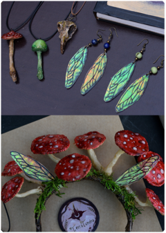 amulet kit mushroom fantasy earring fairy magic nature terratundra art gustavo floering