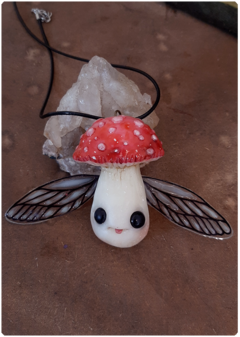 Mushroom Being Amulet 17 - Winged Amanita | Magical Creature Pendant - buy online